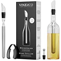 Enfriador de Botellas de Vino Blanco- 3 en 1 Kit: Juego de Refrigeración (Acero) de Calidad + Tapón–Decantador…